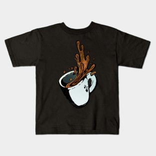 Coffee is spilling pattern  - black Kids T-Shirt